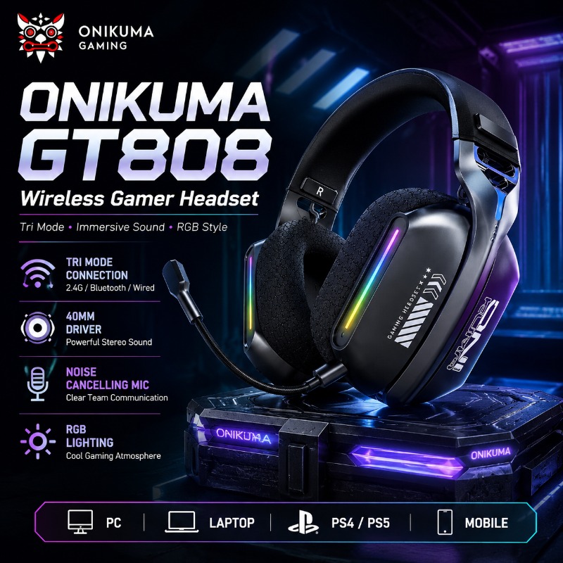 Gaming Headset With Mic Rgb - Fone de ouvido sem fio para