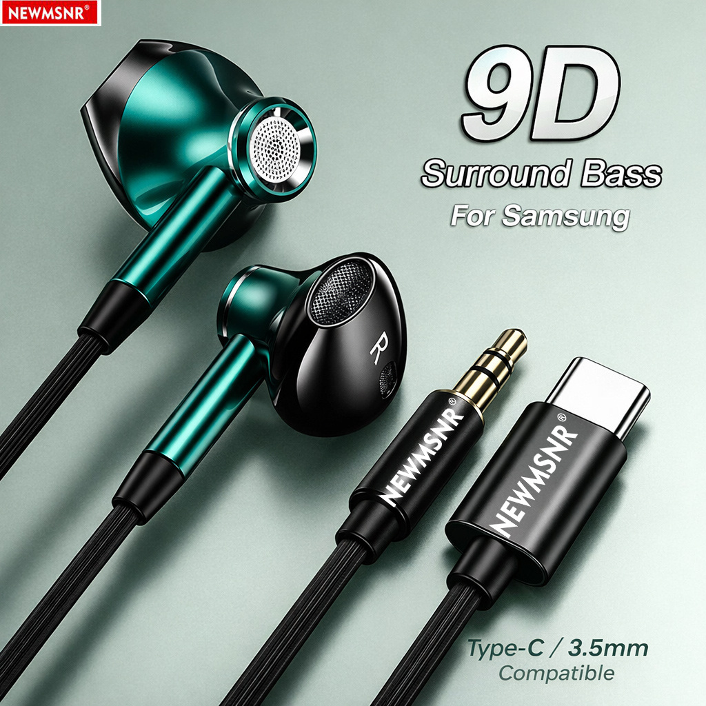 Type C Wired Earphones With Mic - Fones de Ouvido com Bass Surround