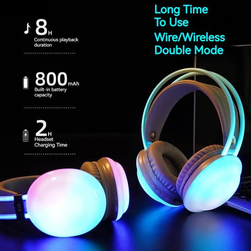 Gaming Headset With Mic Rgb - Gamer sem fio bluetooth fones de