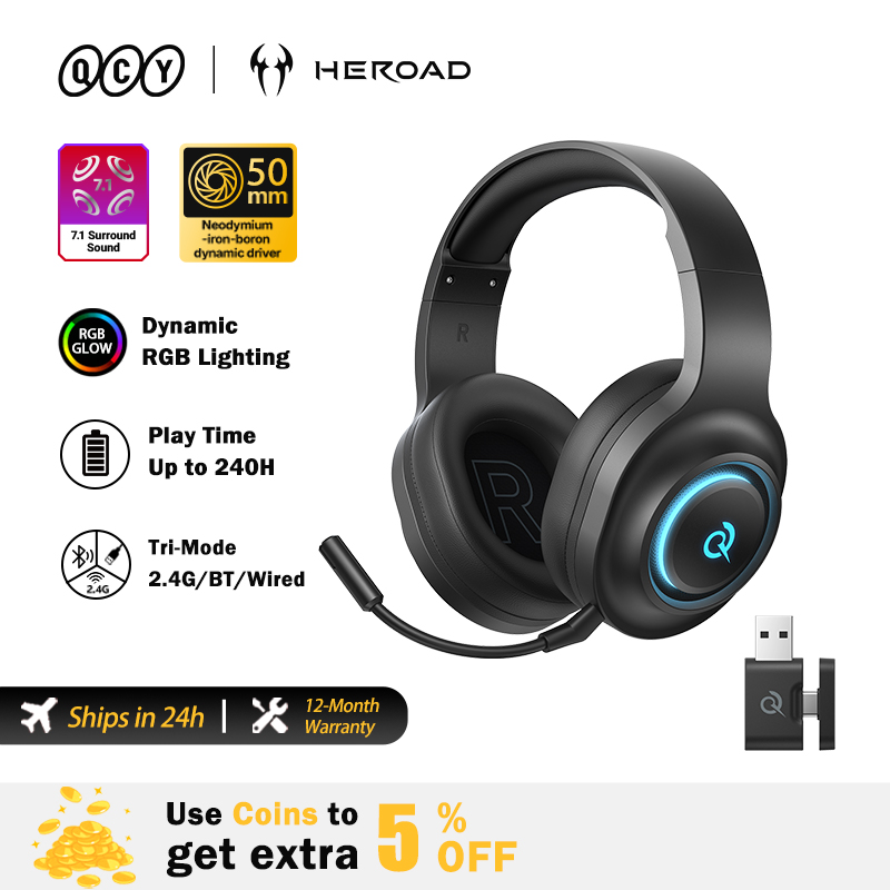 Gaming Headset With Mic Rgb - Fone QCY de ouvido gamer Heroad