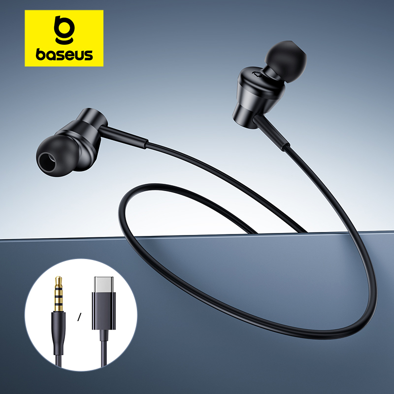 Type C Wired Earphones With Mic - Baseus Encok CZ11/HZ11 Fones de ouvido