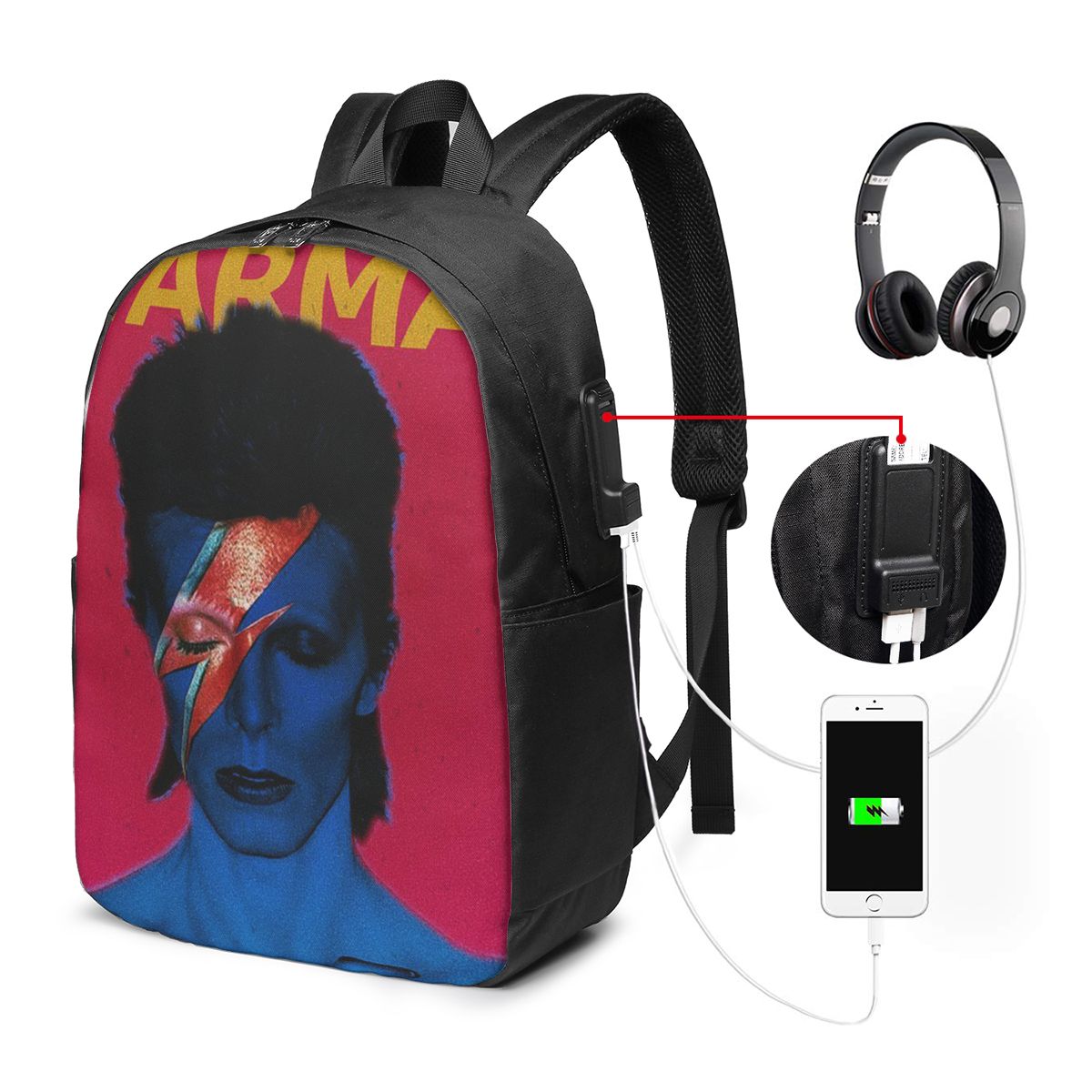 Laptops - Mochila Davids Bowied para viagem, bolsa