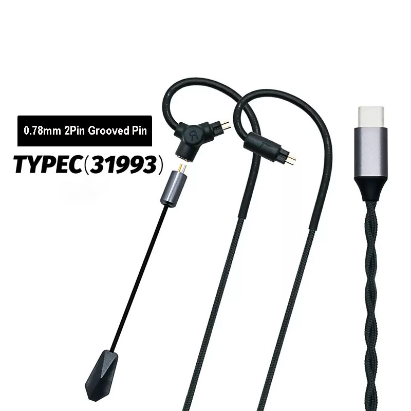 Type C Wired Earphones With Mic - Cabo de Fone de Ouvido Gamer