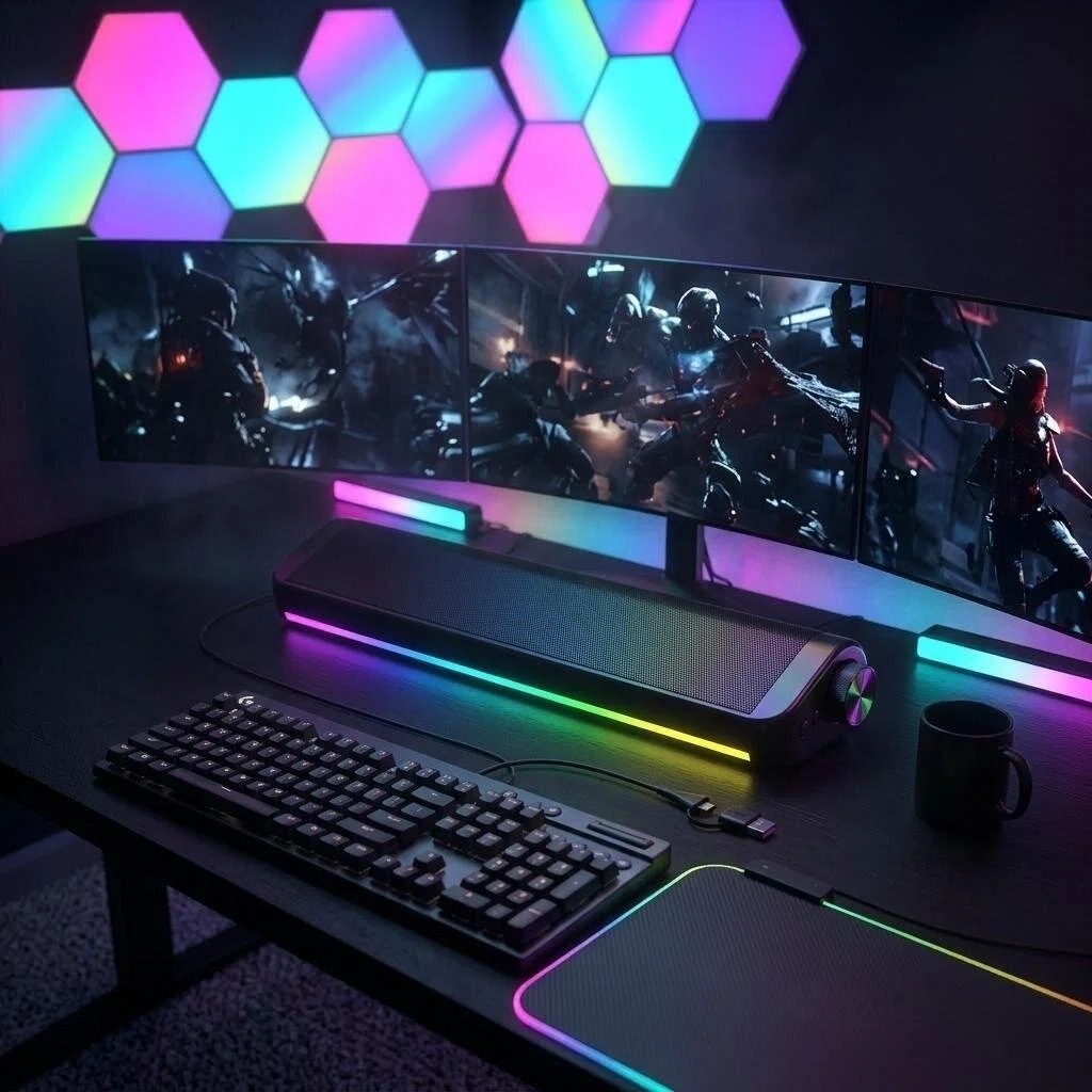 Caixa de Som Bluetooth com Fio - Rgb Computer Soundbar For Pc avaliação e preço