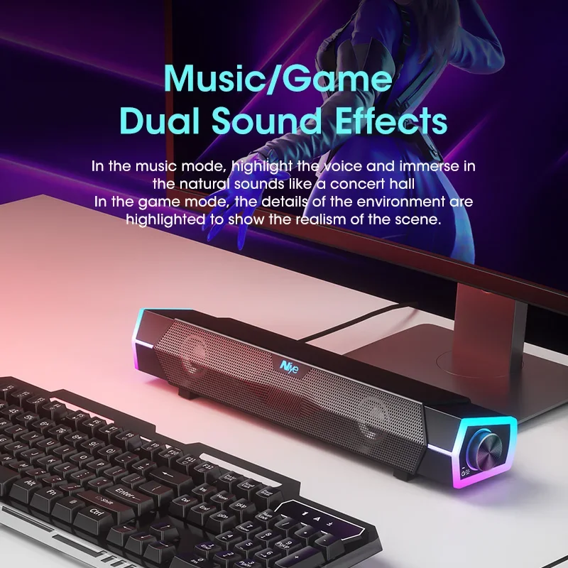 Barra de som estéreo 4d, alto- - Rgb Computer Soundbar For Pc avaliação e preço