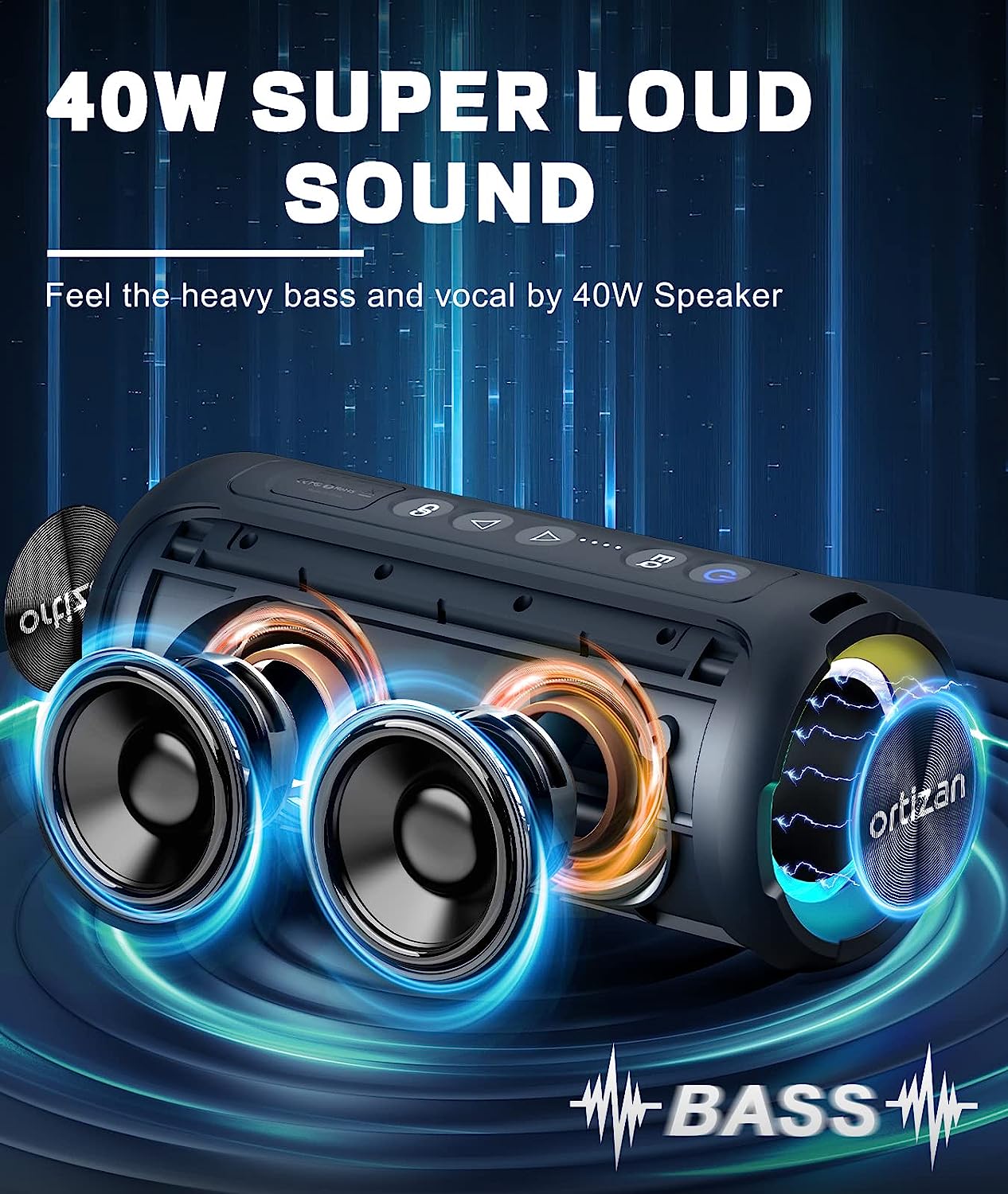 Ortizan alto-falantes bluetoot - Portable Bluetooth Speaker Waterproof Ipx7 avaliação e preço