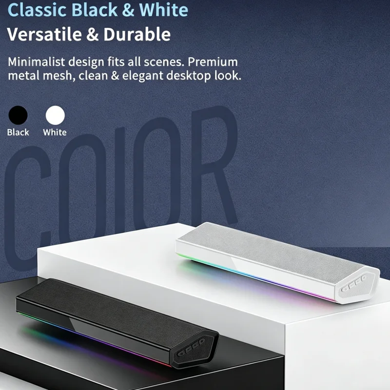 Caixa de Som Bluetooth 5.4 com - Rgb Computer Soundbar For Pc avaliação e preço
