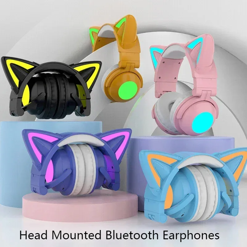 Novo zw068 bluetooth5.0 fone d - Cat Ear Bluetooth Headset Led avaliação e preço
