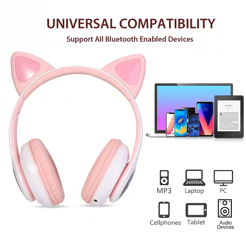 Fones de Ouvido Bluetooth Sem  - Cat Ear Bluetooth Headset Led avaliação e preço