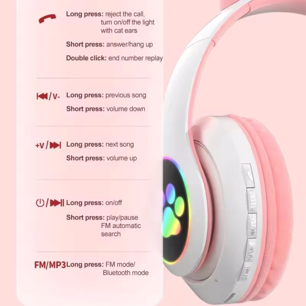 Fone de Ouvido Bluetooth com O - Cat Ear Bluetooth Headset Led avaliação e preço