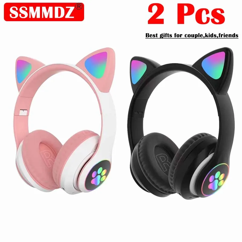 2 Fones de Ouvido Sem Fio Blue - Cat Ear Bluetooth Headset Led avaliação e preço