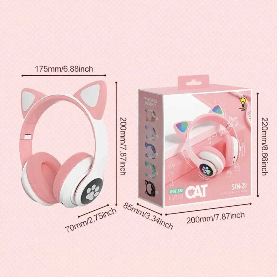 2 Fones de Ouvido Sem Fio Blue - Cat Ear Bluetooth Headset Led avaliação e preço