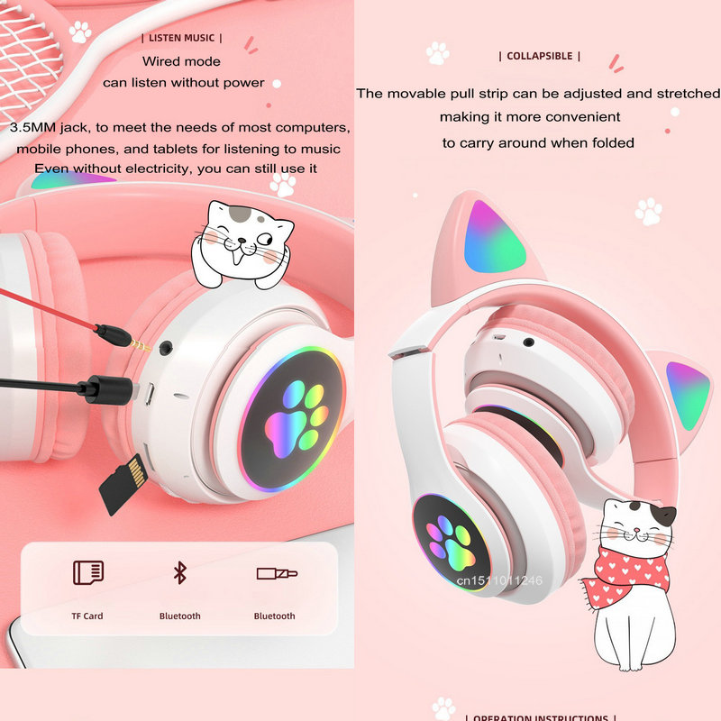 Orelhas de gato fones de ouvid - Cat Ear Bluetooth Headset Led avaliação e preço